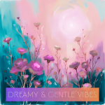 A brightly colored living room with vibrant pillows, indoor plants, sunlight streaming through windows, a coffee table with cups, and the words "MORNING VIBES" overlaid. Songdoodlz Quality Royalty Free Music